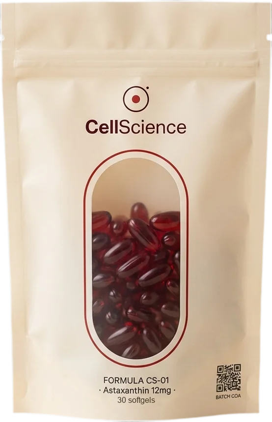 The CellScience 30-count bag with the batch QR code on the front